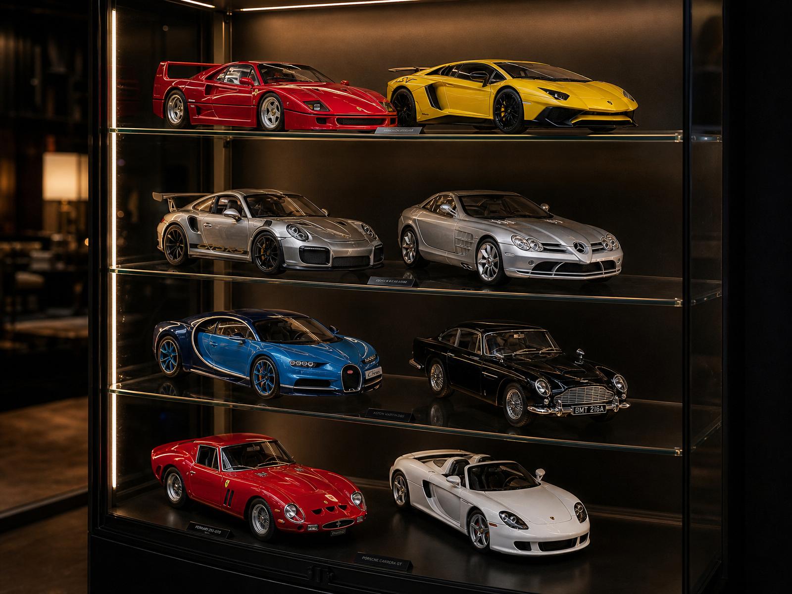 Collection de miniatures dans une vitrine